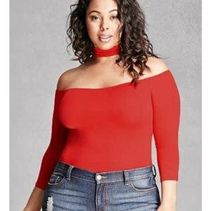 Plus size choker bodysuit